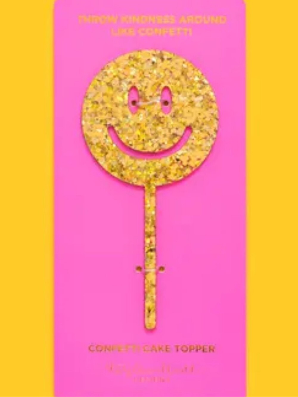 NWT Gold Smiley Confetti Cake Topper